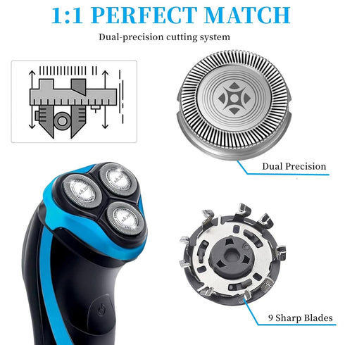 SH30 Replacement Heads Compatible with Philips Norelco Electric Shavers. (6-Silver SH30)