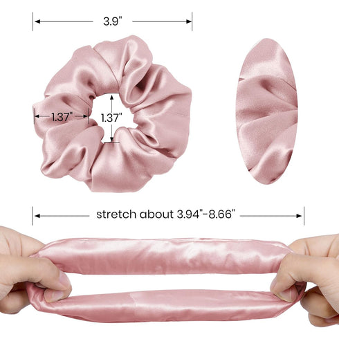 LILYSILK 100% Mulberry Silk Hair Scrunchies Ties, 5PC (gravel gold x 2, camel x 2, rosy pink)