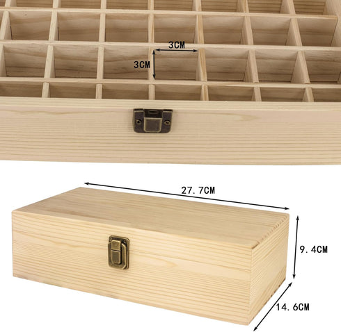 Wooden Essential Oil Storage Box, 32 Slots Display Organizer for 5 to 15 ml Bottles, Nail Polish Collection Holder