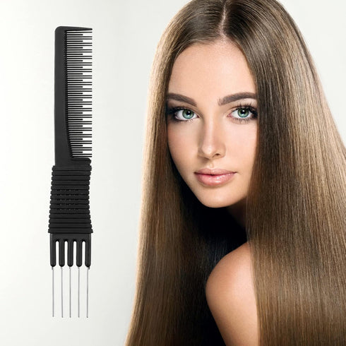 Leinuosen 3 Pack Carbon Lift Teasing Combs, Hair Pick Comb for Women Hair Styling (Black)