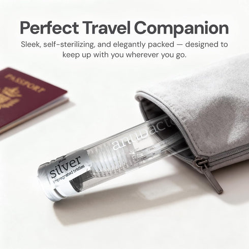 Silver Soft/Medium Bristle Manual Toothbrush with Travel Case