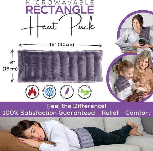 Microwave Heating Pad for Cramps, 6"x16" Reusable Heat Pack, Moist Heating Pad for Muscle Aches
