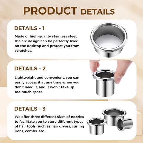 MorningRo 6 3.0 2.0 1.5, Pcs Stainless Steel Hair Tool Organizer Blow Dryer, Curling Iron & Hot Holders Tool for Salon
