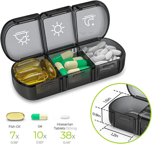 SIUSYACI 3 7 Weekly Stackable Pill Organizer, Times A Day Pill Organizer Box Morning, Noon and Evening, Stackable