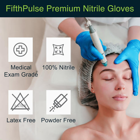 Blue Gloves Disposable Latex Free - 50 Count Medical Grade Surgical Gloves, Powder Free Nitrile, Medium