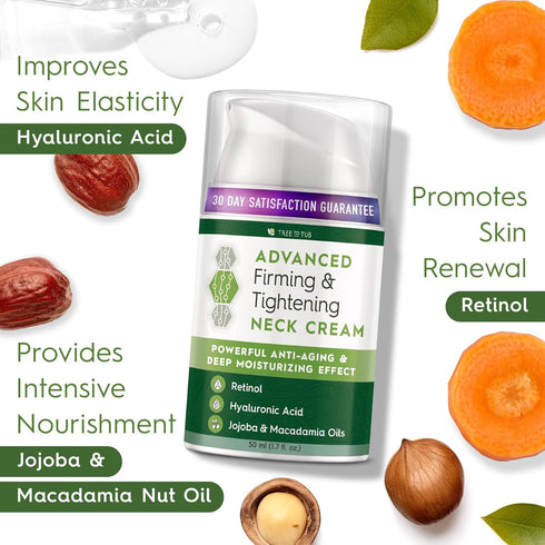 Tree to Tub Neck Firming Cream - Advanced Firming Neck Cream with Hyaluronic Acid, Moisturize & Boost Elasticity