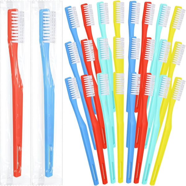 CHENGU 200 Pack Disposable Toothbrush, Individually Wrapped Travel Toothbrushes for Adults, Soft Bristle, Multicolor