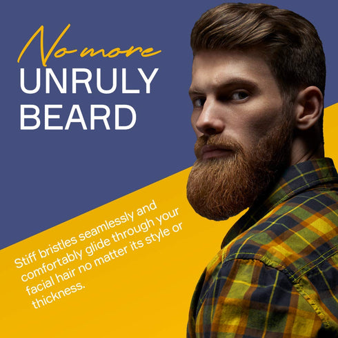 Seven Potions Vegan Beard Brush for Men — 100% Sisal Plant Fibre & Pear Wood with Firm Bristles to Tame/Soften