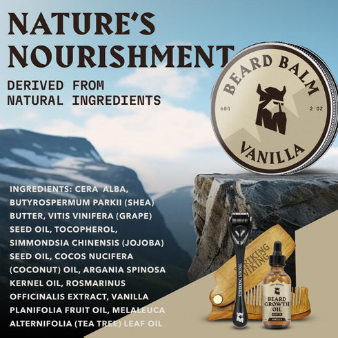 Striking Viking Beard Balm for Men – 2 Oz Light Hold Vanilla Leave-in Conditioner with Shea Butter & Oils for Coarse