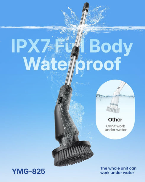 IPX7 7 2 Leebein Electric Spin Scrubber, Cordless Cleaning Brush for Bathroom Shower Tub, Waterproof Power Scrubber