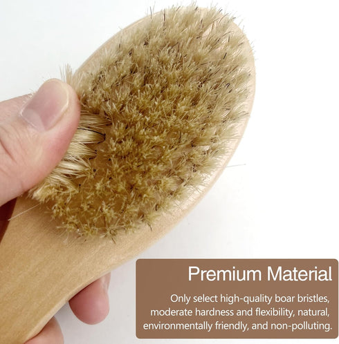 Dry Body Brush for Lymphatic Support + Cellulite Massage - Natural Bristle Exfoliator for Skin