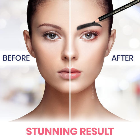Stylia Waterproof Eyebrow Pencil Set (12 Pieces - Black), Long Lasting Eyebrow Pencil Liners for Makeup