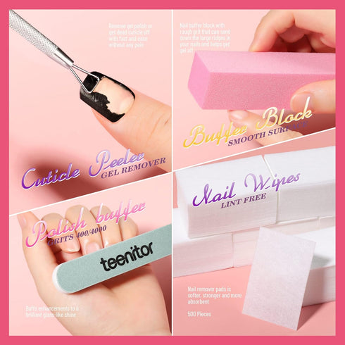 Teenitor Gel Polish Remover Kit, Nail Clips, Cuticle Nipper, Cuticle Pusher, Nail Care Cuticle Oil, Teenitor Nail Gel