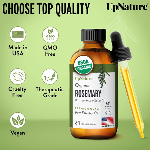 UpNature Organic Rosemary Oil, 100% Pure Rosemary for Hair, Scalp, Skin, 2oz