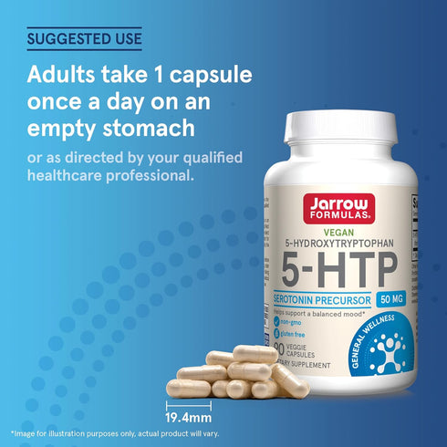 Jarrow Formulas 5-HTP, 90 Veggie Caps, Supports Melatonin Production & Serotonin Synthesis, Mental Health & Sleep