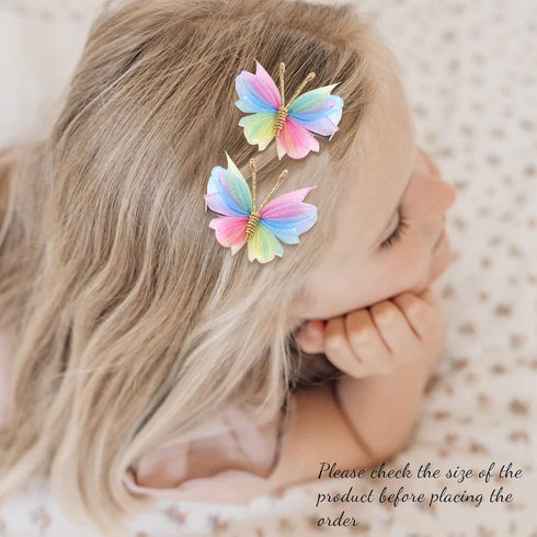 Oaoleer 10PCS Mini Butterfly Hair Clips, 2" Tulle Mesh Barrettes for Baby Girls Women Halloween Party