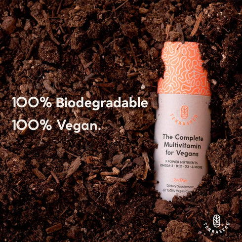 Complete Vegan Multivitamin with Iron, Omega 3, Vitamin D3, Folate, Zinc, Vitamin B12, 30 Day Supply
