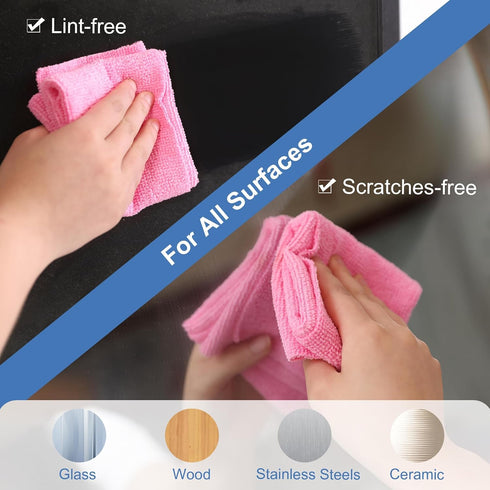 LIVOS 50 Pack Microfiber Cleaning Cloths, 11.5"x11.5", Reusable Edgeless Wipes, Lint Free, Absorbent
