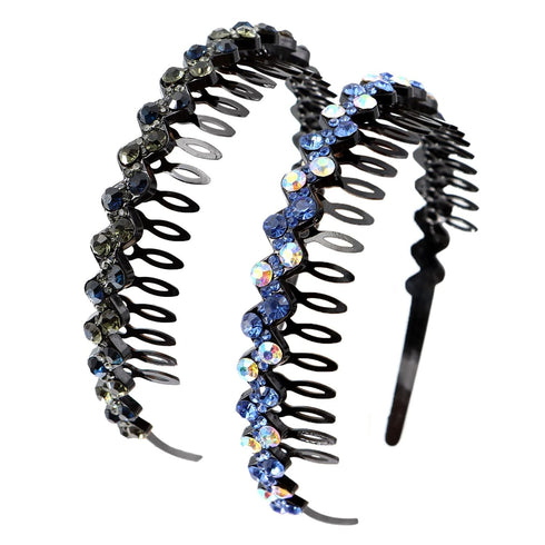 ZOCONE Headbands for Women, 5Pcs Diamond Comb Wave Rhinestone Non Slip Hair Accessories for Girls