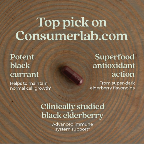 New Chapter Vegan Elderberry Capsules, 64x Concentrated Black Elderberry + Black Currant, 30 Count