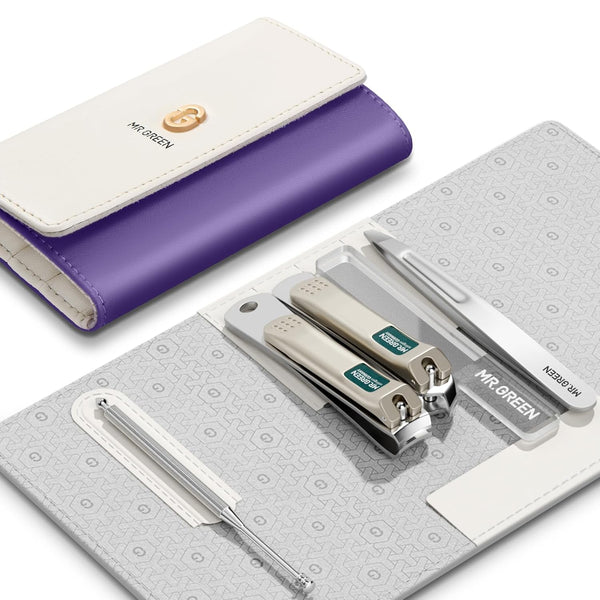 MR.GREEN Colorful Manicure Set, Practical Pedicure Kits with Nail Clippers and Facial Hair Scissors in Fashion Case