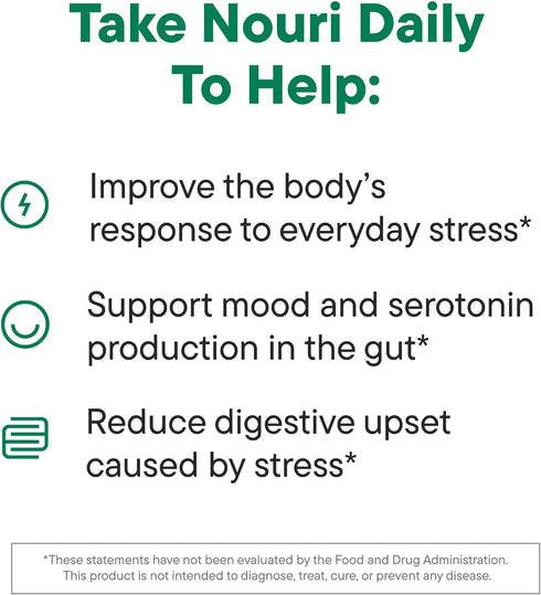 Nouri Stress Support Daily Prebiotic & Probiotic Capsules - Plant-Based Omega Oil for Cortisol Management