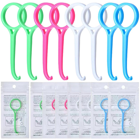 Aligner Removal Tool, Portable Clear Tool for Invisalign Retainers, Braces, Aligners, 8PCS Hook Pull Tool