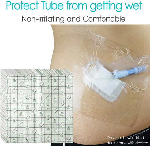 Hola Health 9x9 inch (Pack 25) Waterproof Shower Cover Shields Large for Dialysis Port Picc Line Chest Catheter PD