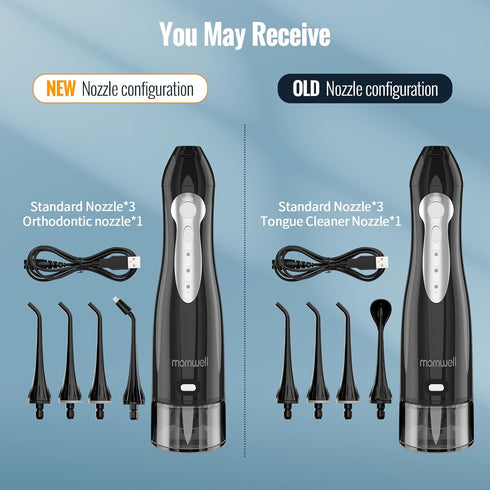 Mornwell Water Flosser for Teeth - 330ML USB Rechargeable Dental Flosser, IPX7 Waterproof with 3 Modes & 4 Jet Tips