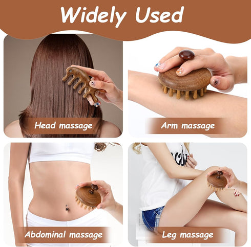 Xelsluthe Wooden Scalp Massager, Wood Scalp Massager Comb, Scalps Gua Sha, Portable Manual Head Scrubber, Scalps Care