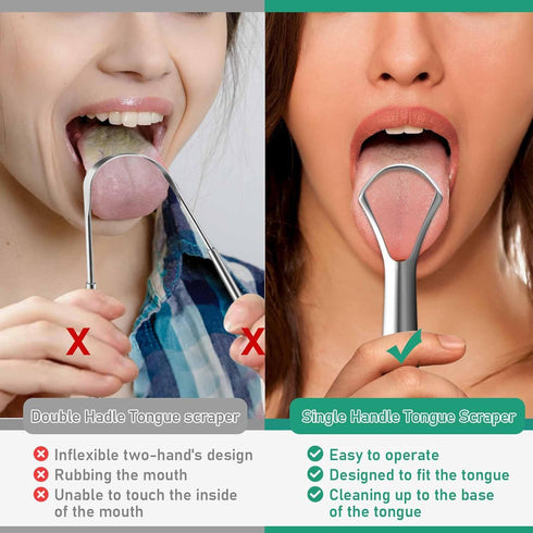 RONAVO Metal Tongue Scraper for Adults (4 PC), Rustproof with Travel Cases, Reduces Bad Breath