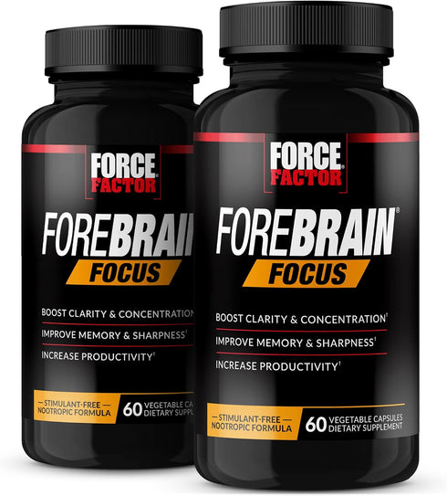FORCE FACTOR Forebrain Focus Brain Booster, 120 Capsules, Nootropic Supplement for Clarity & Memory