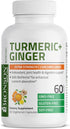 Bronson Turmeric + Ginger Extra Strength | 60 Vegetarian Capsules - Joint Health & Digestion Support with BioPerine