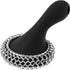 SUBEKYU Cast Iron Scrubber with Silicone Handle - Stainless Steel Chainmail Cleaner for Cast Iron Pans, Black