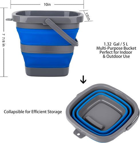 Tiawudi 3 Pack Collapsible Bucket with 1.32 Gallon (5L) Each, Small Plastic Bucket for Sand or Beach, Portable Water Bucket for Cleaning, Fishing Water Pail by Tiawudi