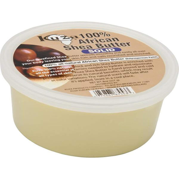 Kuza 100% African Shea Butter - Solid, White - for Skin, Hair & Nails, 8 oz