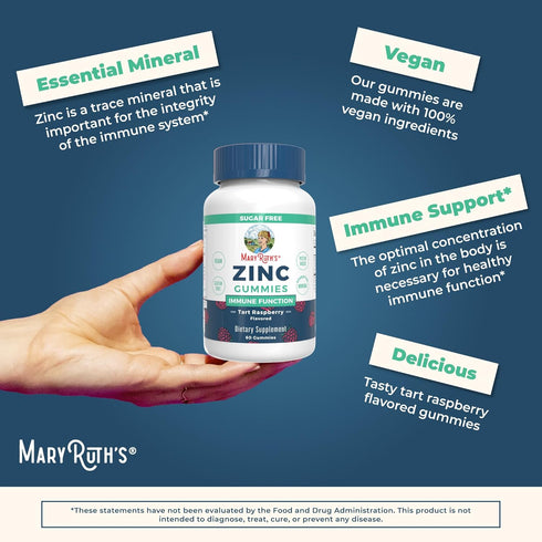 Zinc Gummies by MaryRuth's - Immune Support Supplement for Overall Health, Vegan, 30 Servings