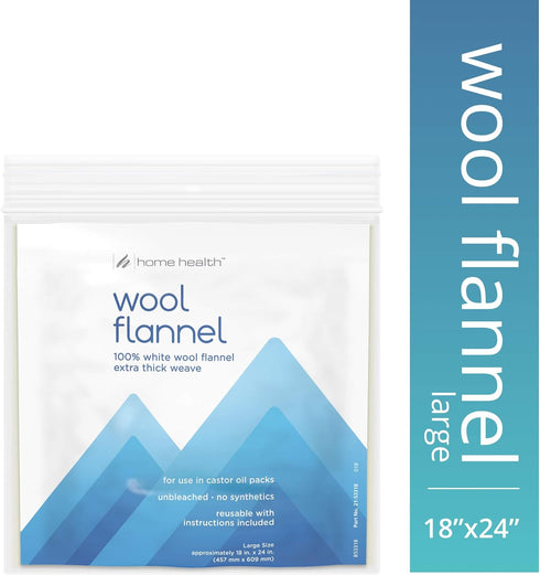 Home Health Wool Flannel - 100% White Wool, Extra Thick, 12in x 18in, Eco-Friendly, Reusable