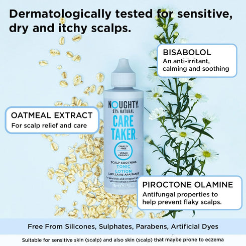 Noughty 97% Natural Care Taker Scalp Soothing Tonic | 75ml | Fragrance Free Leave-in Treatment for Sensitive Scalps