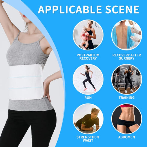 S Abdominal Binder Post Surgery, Elastic Waist Band for Stomach Support & Compression, 3 PANEL - 9" (30" - 45").