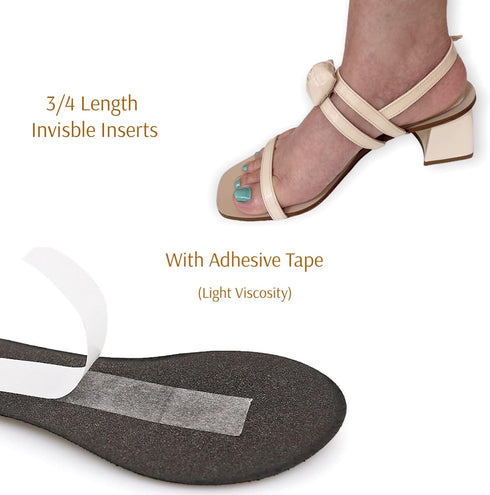CB 4-Pairs Cloth Surface Sponge Inserts, Invisible Slim Lightweight Insoles Liners for Women's Shoes 5-7, Style A, Black