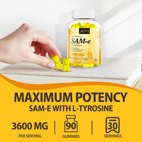 Gummies CoQ10, 90 Gummies Jovianoy SAM-e with L-Tyrosine, Vitamin B Complex & NAC, High-Potency SAM-e Supplement