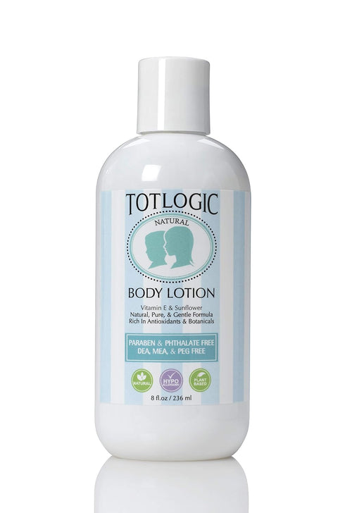 TotLogic Kids and Baby Safe Gentle Body Lotion - 8 oz Original - Plant Based Formula with Essential Oils