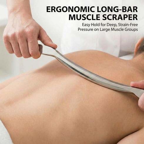 MINZHOUYA 15.75" Muscle Scraper Tool for Back & Legs, Long Bar Myofascial Massage Release Tool, Stainless Steel