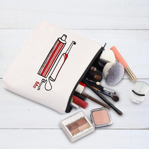 G2TUP Novelty Travel Toothbrush Holder, Brush Me Canvas Dopp Kit for Toiletries and Toothpaste Organizer