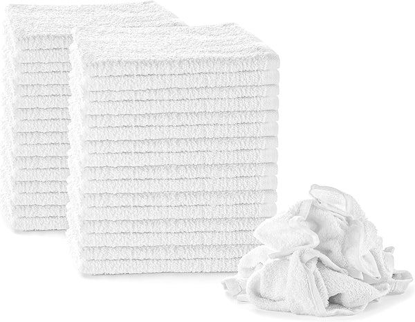 Nabob Wipers Terry Rags 10lb Bulk White Towel Rag Multipurpose 12x12 Inches100% Cotton Cleaning