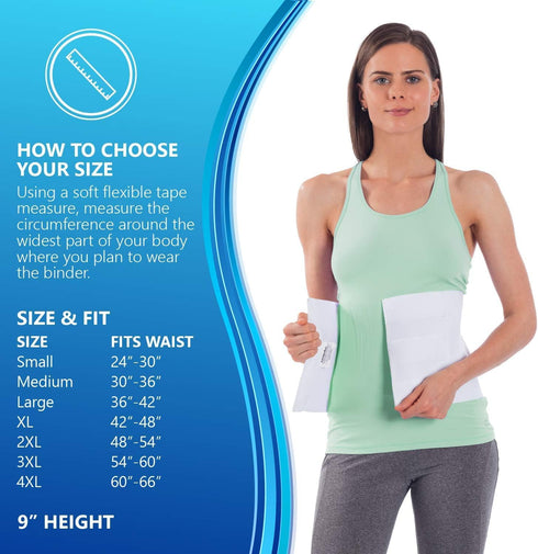 NYOrtho Tapered Abdominal Binder - Firm Compression Wrap for Stomach Support, 30-36 Inch, Made in USA