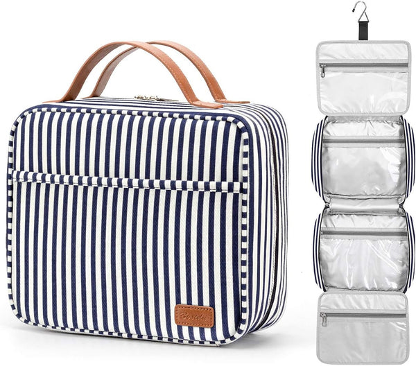 Large Capacity Hanging Travel Toiletry Bag - Cosmetic Organizer for Women with 4 Compartments
