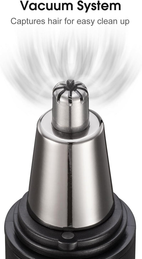 Nose Hair Trimmer for Men Wet Dry Facial Ear Hair Clipper with Vacuum System & Dual-Edge Blade