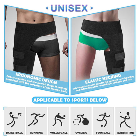 Milltrip Ace Brace Groin Hip Brace - Adjustable Compression Wrap for Pain Relief Strain Neoprene